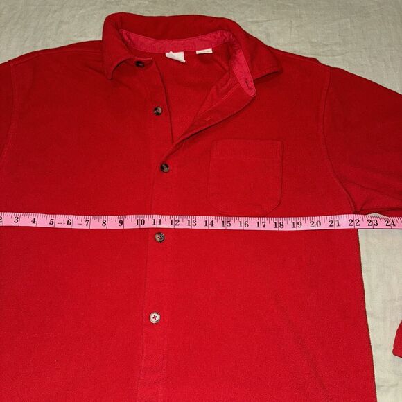 Gap Shacket Large Red Fleece Lined Long Sleeve Collared Pocket Button Front - Picture 5 of 8